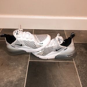 air max 270’s … size 7, runs small … white/silver